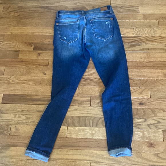 Judy Blue Distressed Skinny Jeans - Blue and Red Accents - Picture 4 of 5
